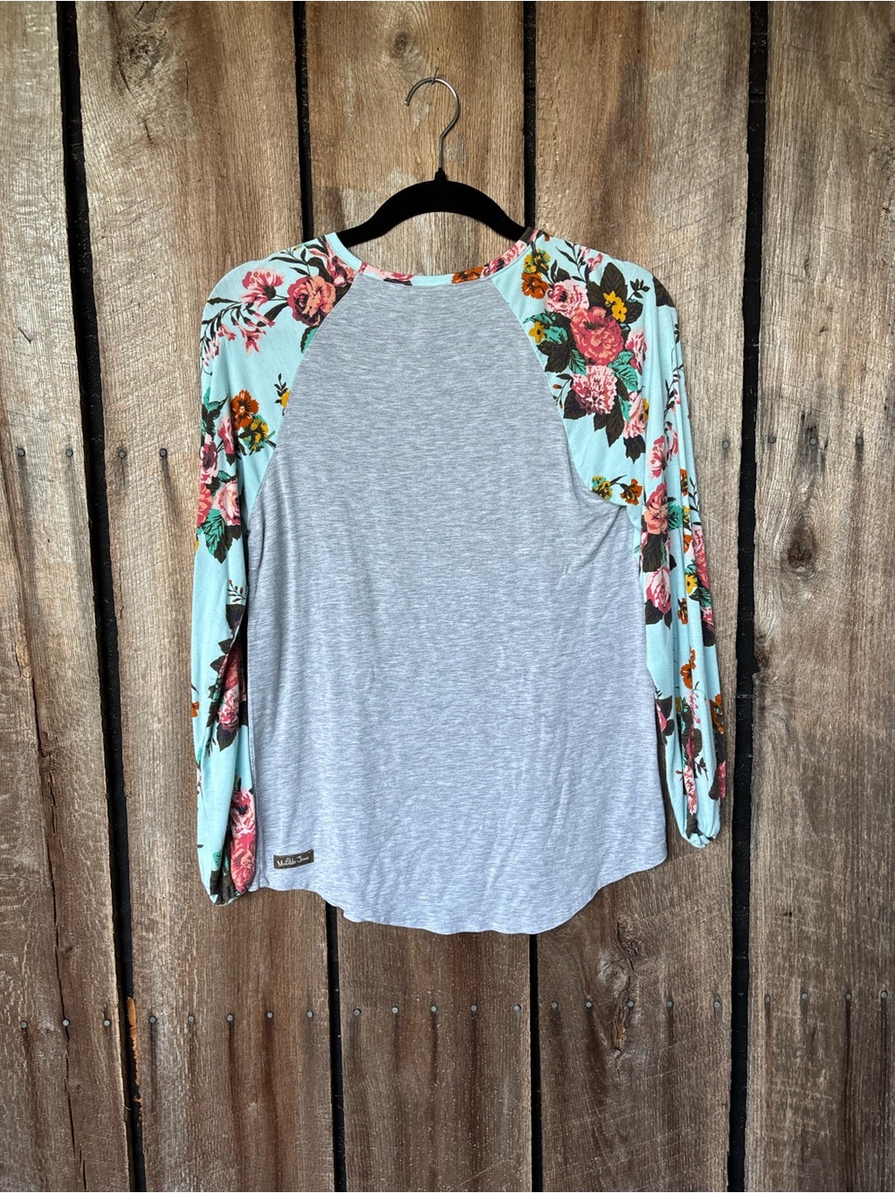 Matilda Jane Small Floral Raglan Sleeve Top Gray Mint Blue Boho Cottagecore - Picture 3 of 6